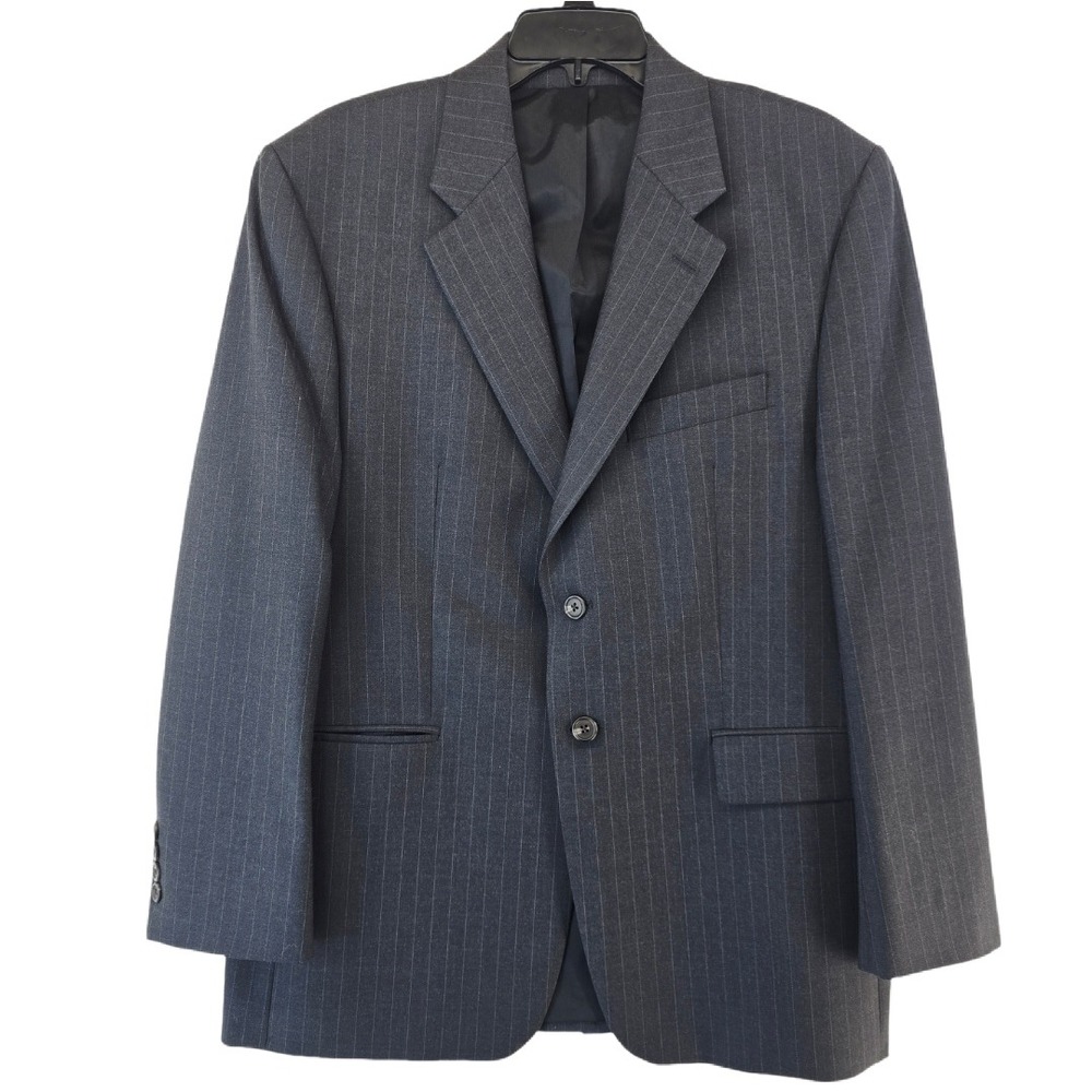 Lauren Ralph Lauren Blazer Men's 40S Wool Pinstripe Two Button Jacket Dark Gray